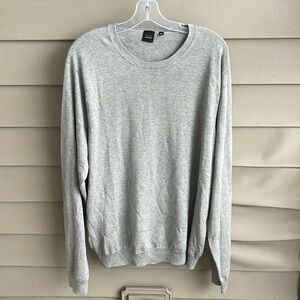 Saks Fifth Avenue Mens Pullover Sweater Size XL Gray Crewneck Silk Blend